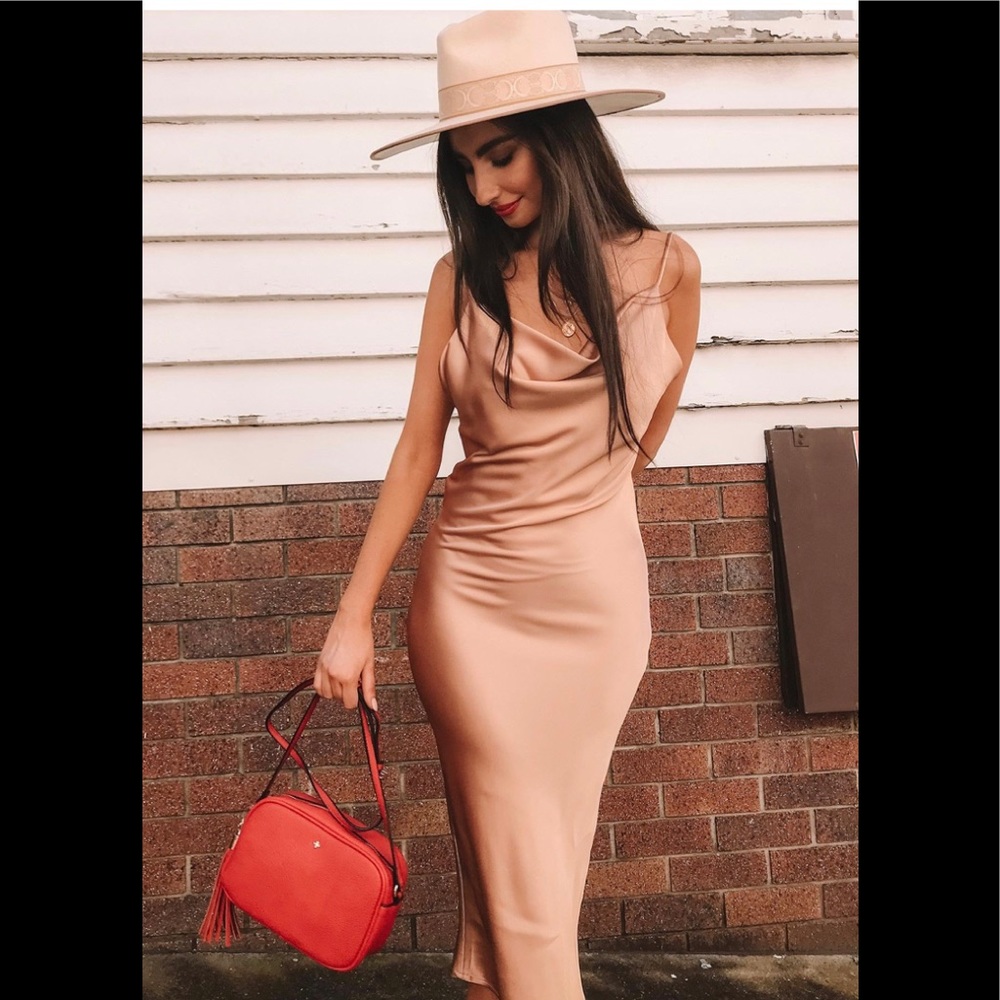 PRINCESS POLLY CHAMPAGNE MIDI DRESS